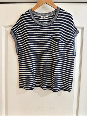 Madewell Striped Sleeveless Sweater in Navy & White